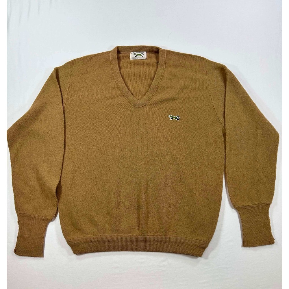 Vintage JCPenney The Fox Sweater Mens Medium V-Neck Camel Brown
